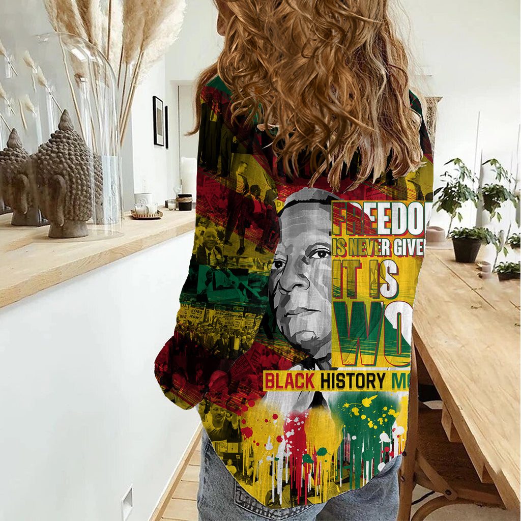 Freedom Is Never Given It Is Won Women Casual Shirt Asa Philip Randolph - Wonder Print Shop