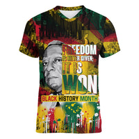Freedom Is Never Given It Is Won Women V Neck T Shirt Asa Philip Randolph - Wonder Print Shop