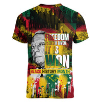 Freedom Is Never Given It Is Won Women V Neck T Shirt Asa Philip Randolph - Wonder Print Shop