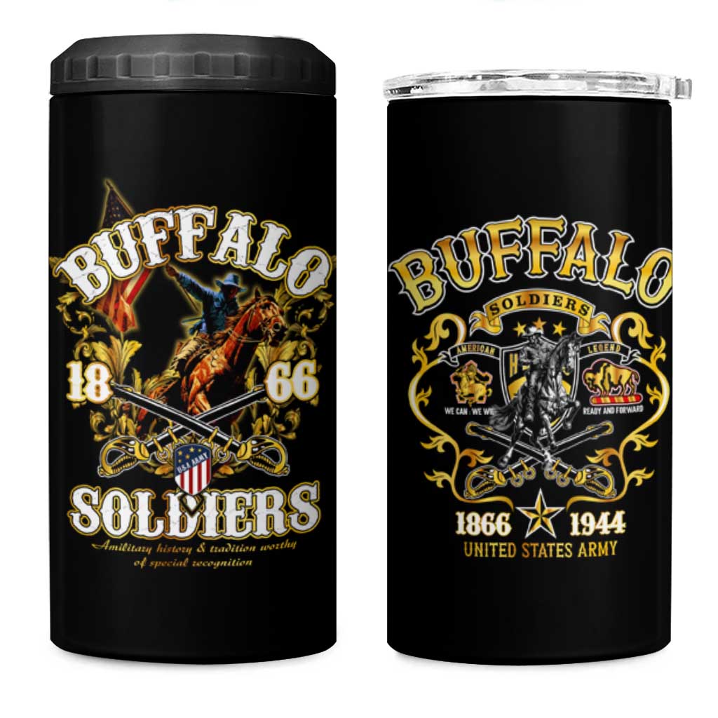 Buffalo Soldiers 1866-1944 4 in 1 Can Cooler Tumbler American Legend