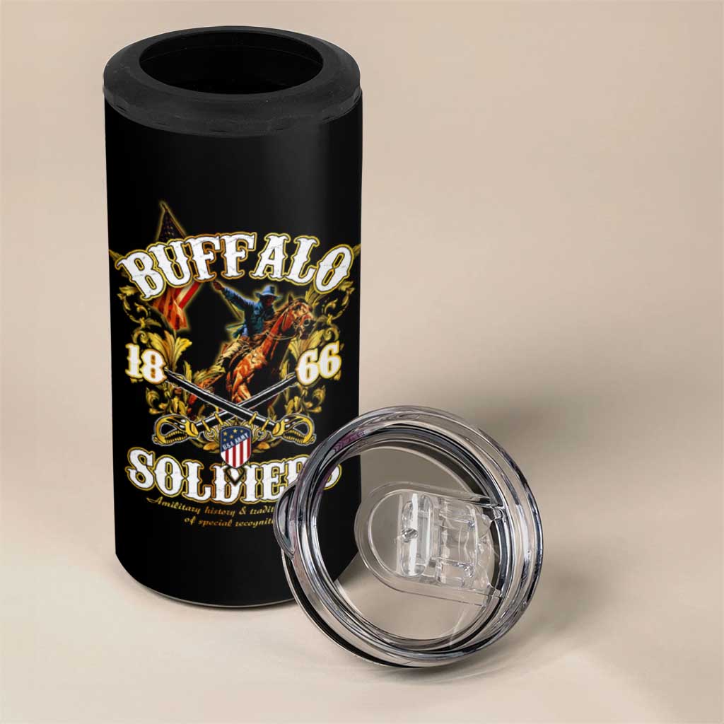 Buffalo Soldiers 1866-1944 4 in 1 Can Cooler Tumbler American Legend