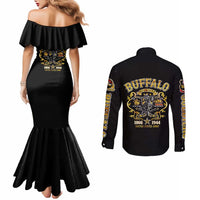 Buffalo Soldiers 1866-1944 Couples Matching Mermaid Dress and Long Sleeve Button Shirt American Legend