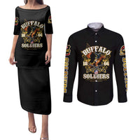 Buffalo Soldiers 1866-1944 Couples Matching Puletasi and Long Sleeve Button Shirt American Legend