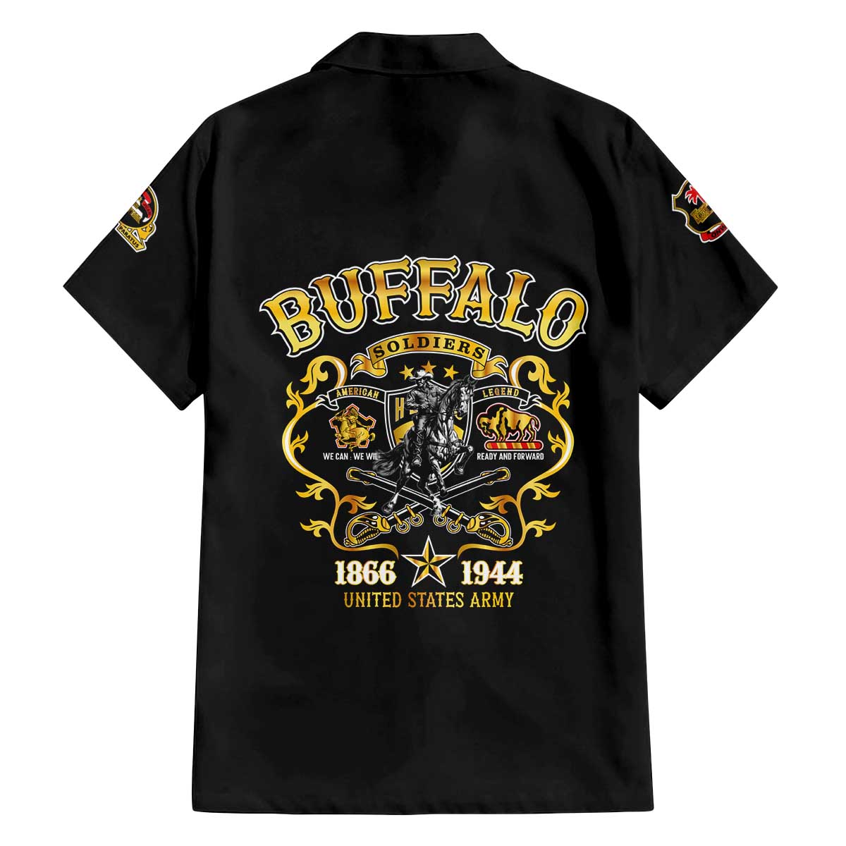 Buffalo Soldiers 1866-1944 Family Matching Off The Shoulder Long Sleeve Dress and Hawaiian Shirt American Legend