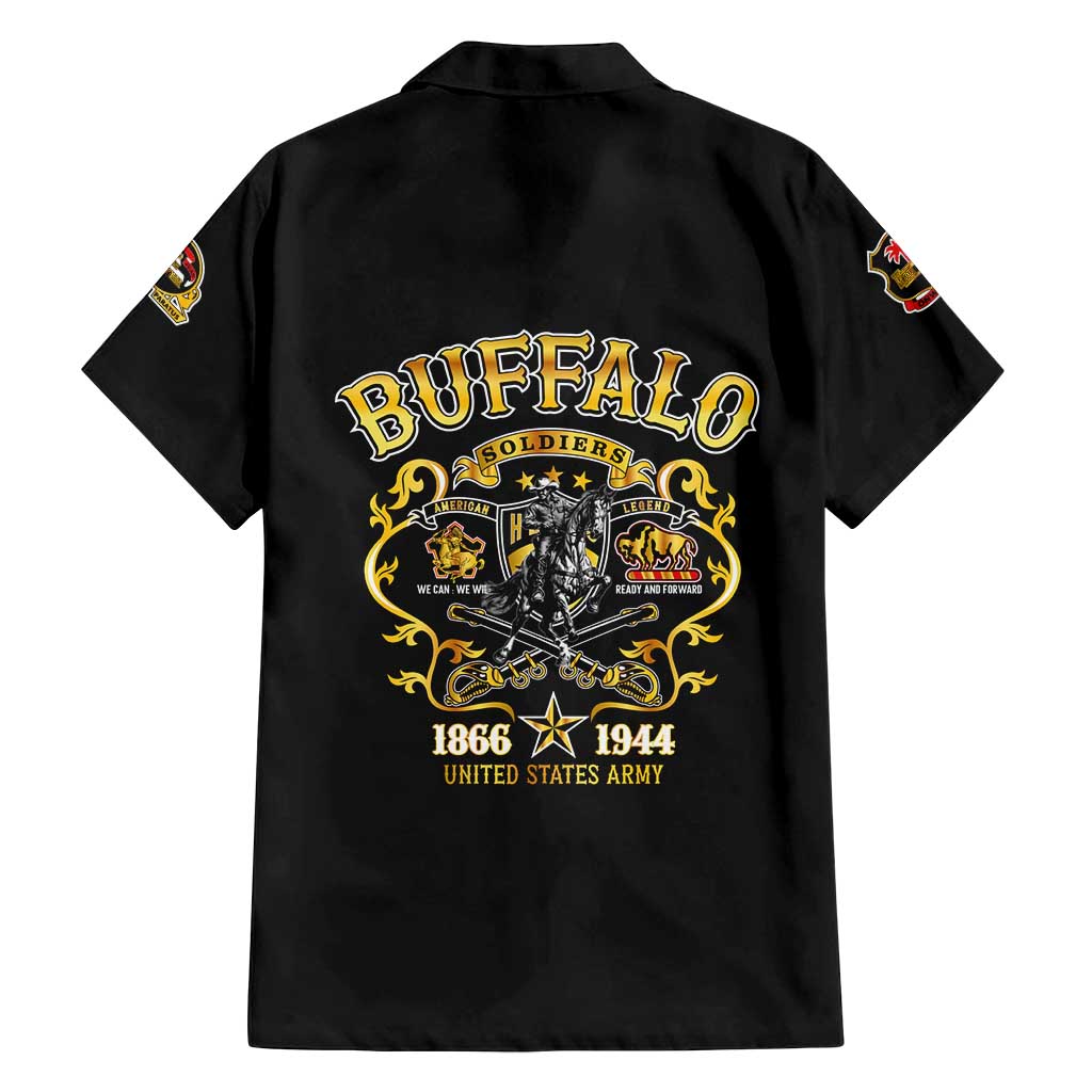 Buffalo Soldiers 1866-1944 Family Matching Off Shoulder Short Dress and Hawaiian Shirt American Legend