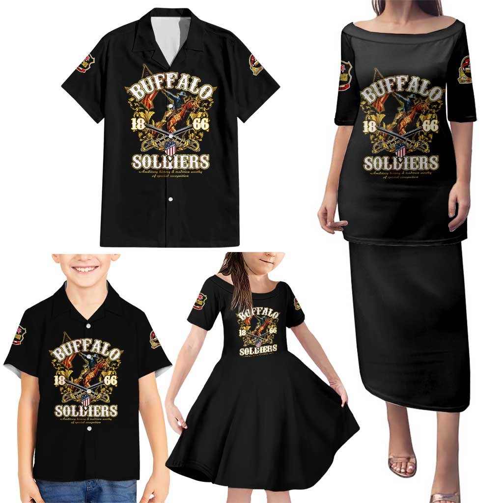 Buffalo Soldiers 1866-1944 Family Matching Puletasi and Hawaiian Shirt American Legend