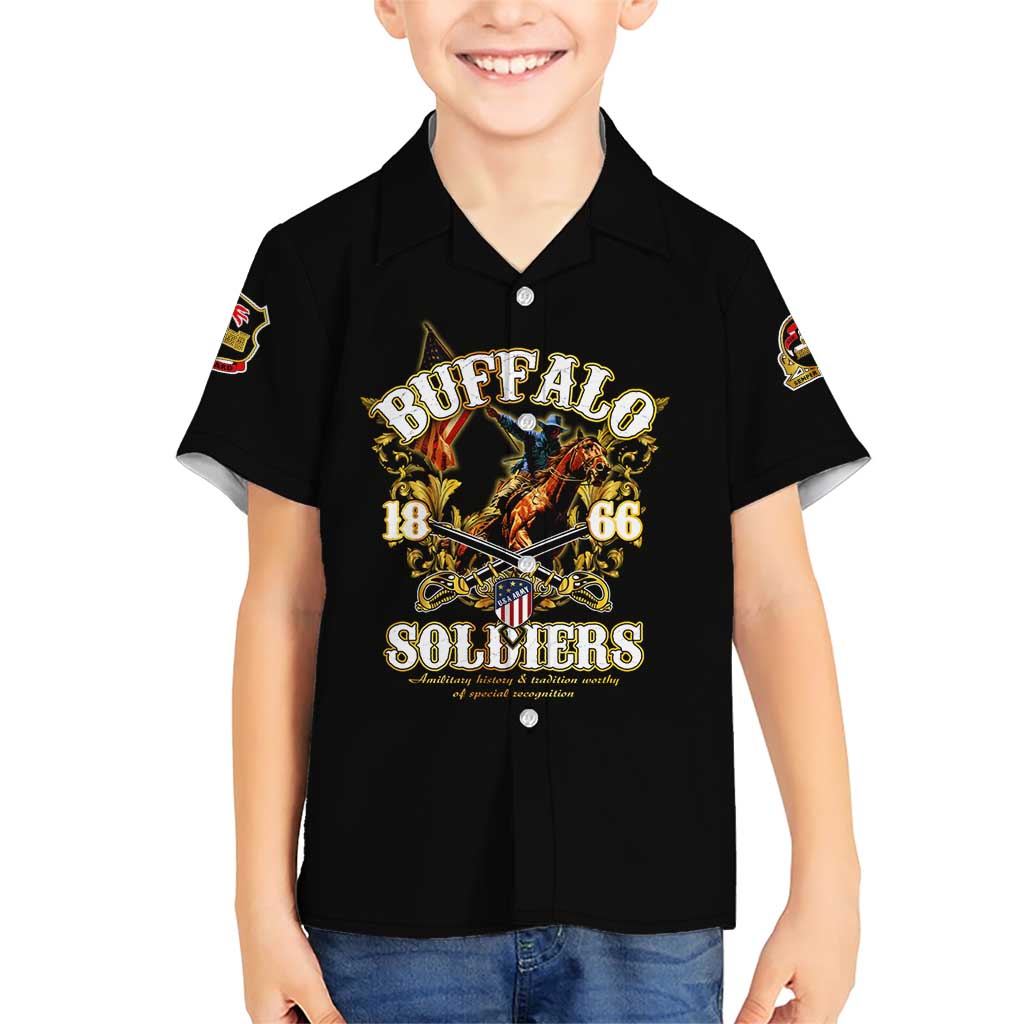 Buffalo Soldiers 1866-1944 Family Matching Short Sleeve Bodycon Dress and Hawaiian Shirt American Legend