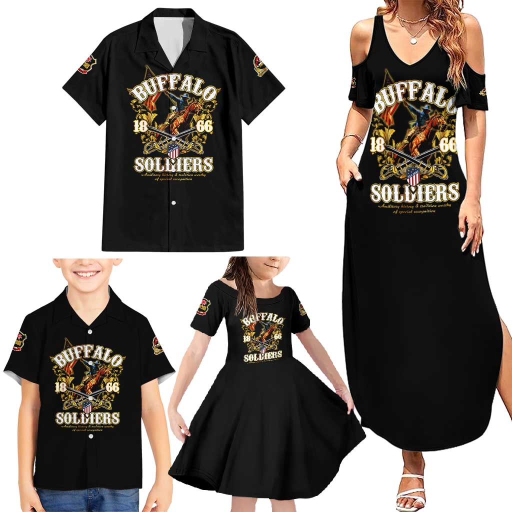 Buffalo Soldiers 1866-1944 Family Matching Summer Maxi Dress and Hawaiian Shirt American Legend