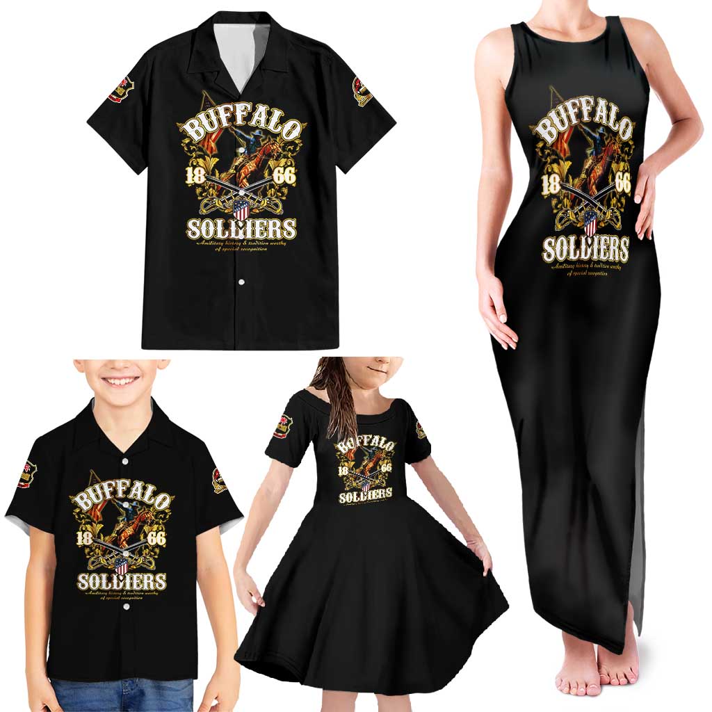 Buffalo Soldiers 1866-1944 Family Matching Tank Maxi Dress and Hawaiian Shirt American Legend