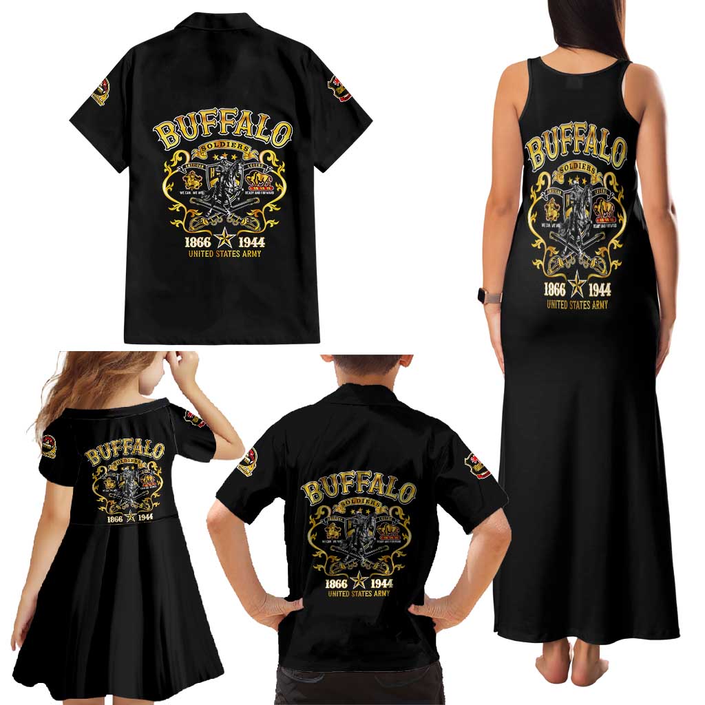 Buffalo Soldiers 1866-1944 Family Matching Tank Maxi Dress and Hawaiian Shirt American Legend