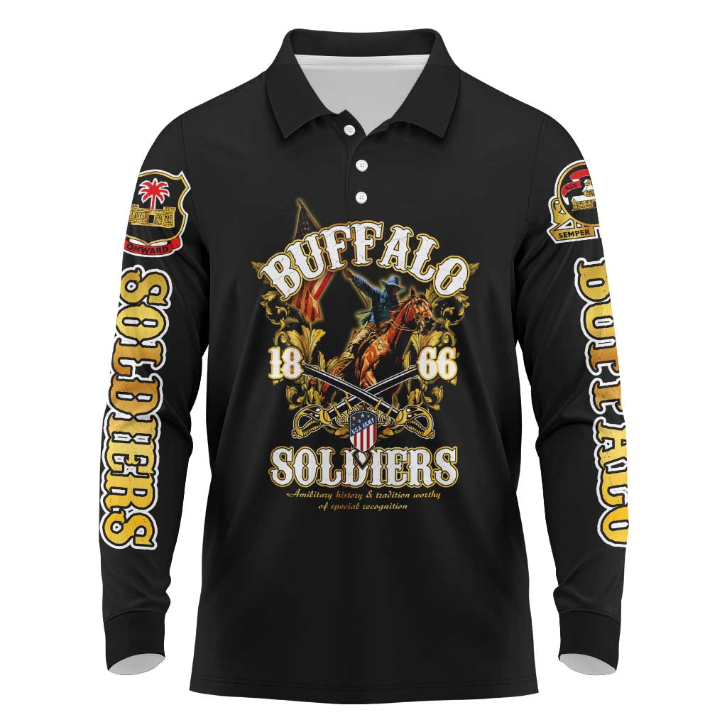 Buffalo Soldiers 1866-1944 Long Sleeve Polo Shirt American Legend