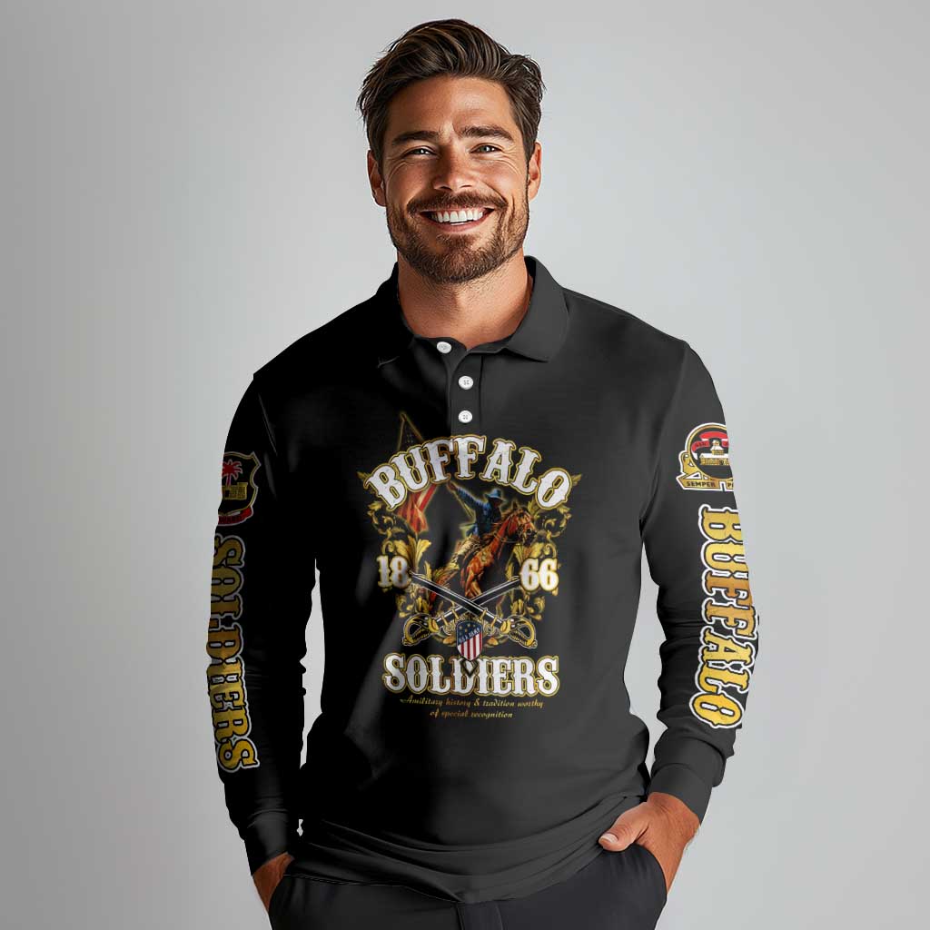 Buffalo Soldiers 1866-1944 Long Sleeve Polo Shirt American Legend