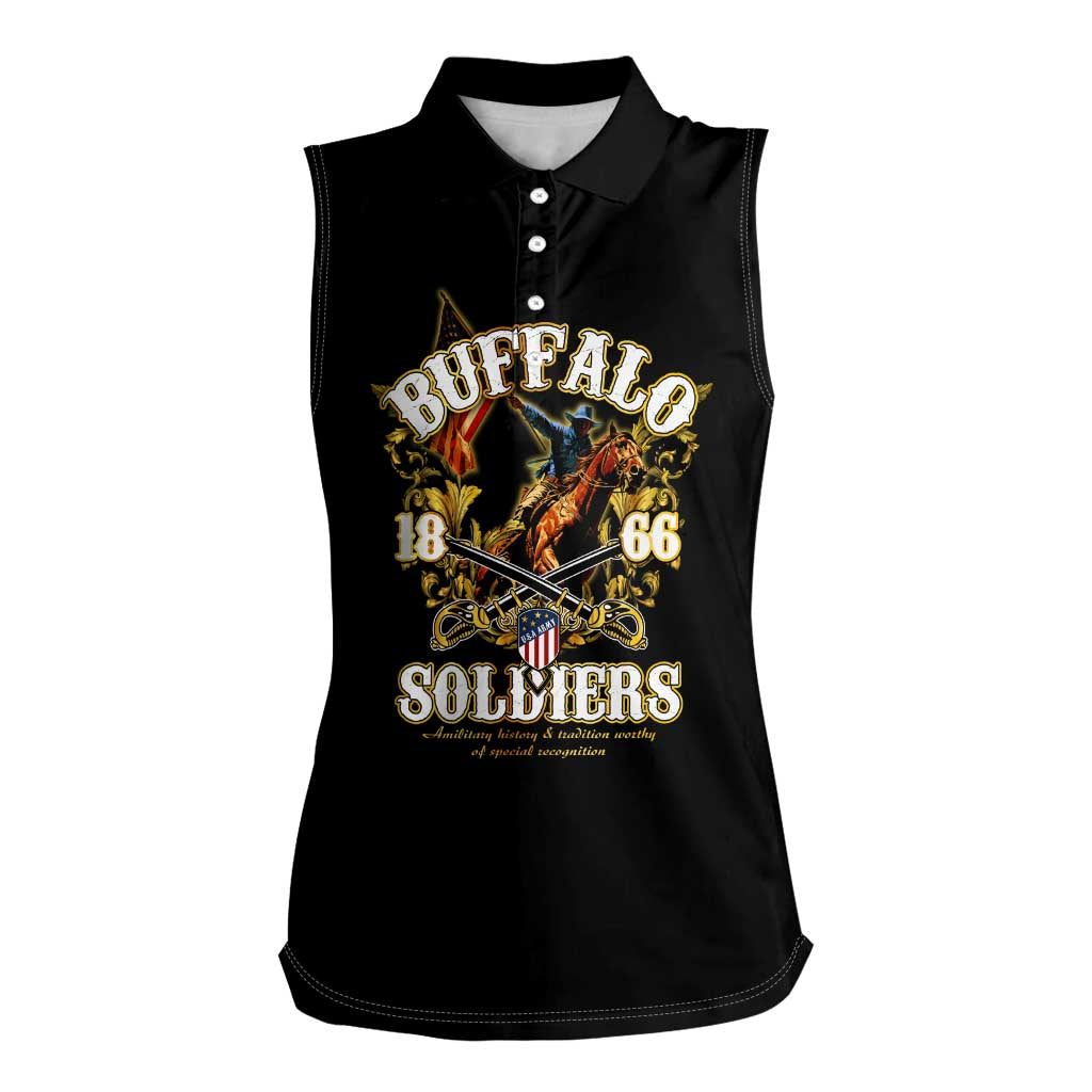 Buffalo Soldiers 1866-1944 Women Sleeveless Polo Shirt American Legend