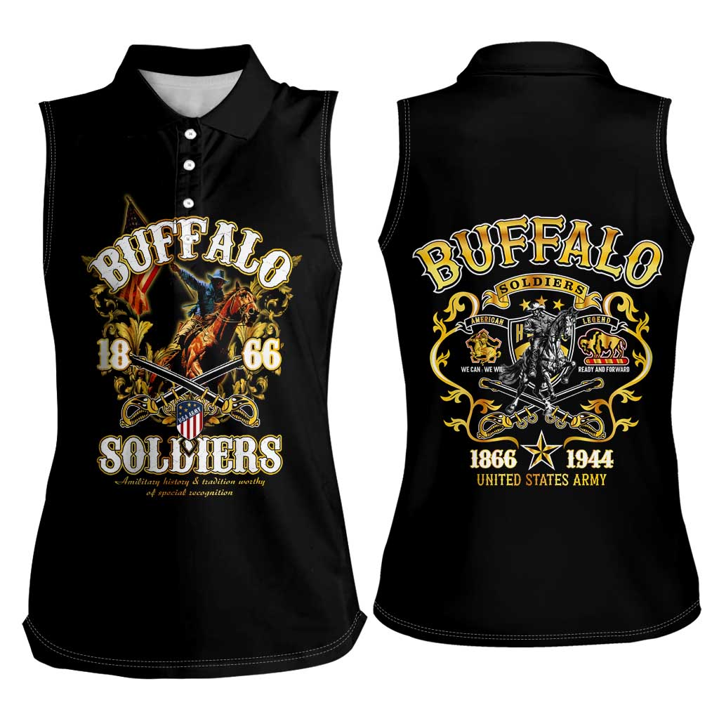 Buffalo Soldiers 1866-1944 Women Sleeveless Polo Shirt American Legend