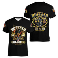 Buffalo Soldiers 1866-1944 Women V-Neck T-Shirt American Legend