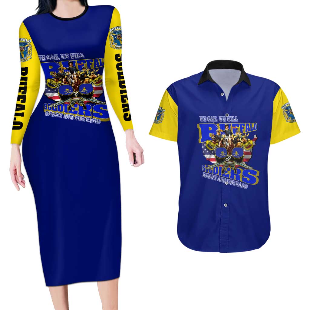 We Can We Will Buffalo Soldiers Couples Matching Long Sleeve Bodycon Dress and Hawaiian Shirt Ready and Forward