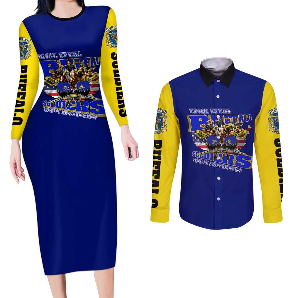 We Can We Will Buffalo Soldiers Couples Matching Long Sleeve Bodycon Dress and Long Sleeve Button Shirt Ready and Forward
