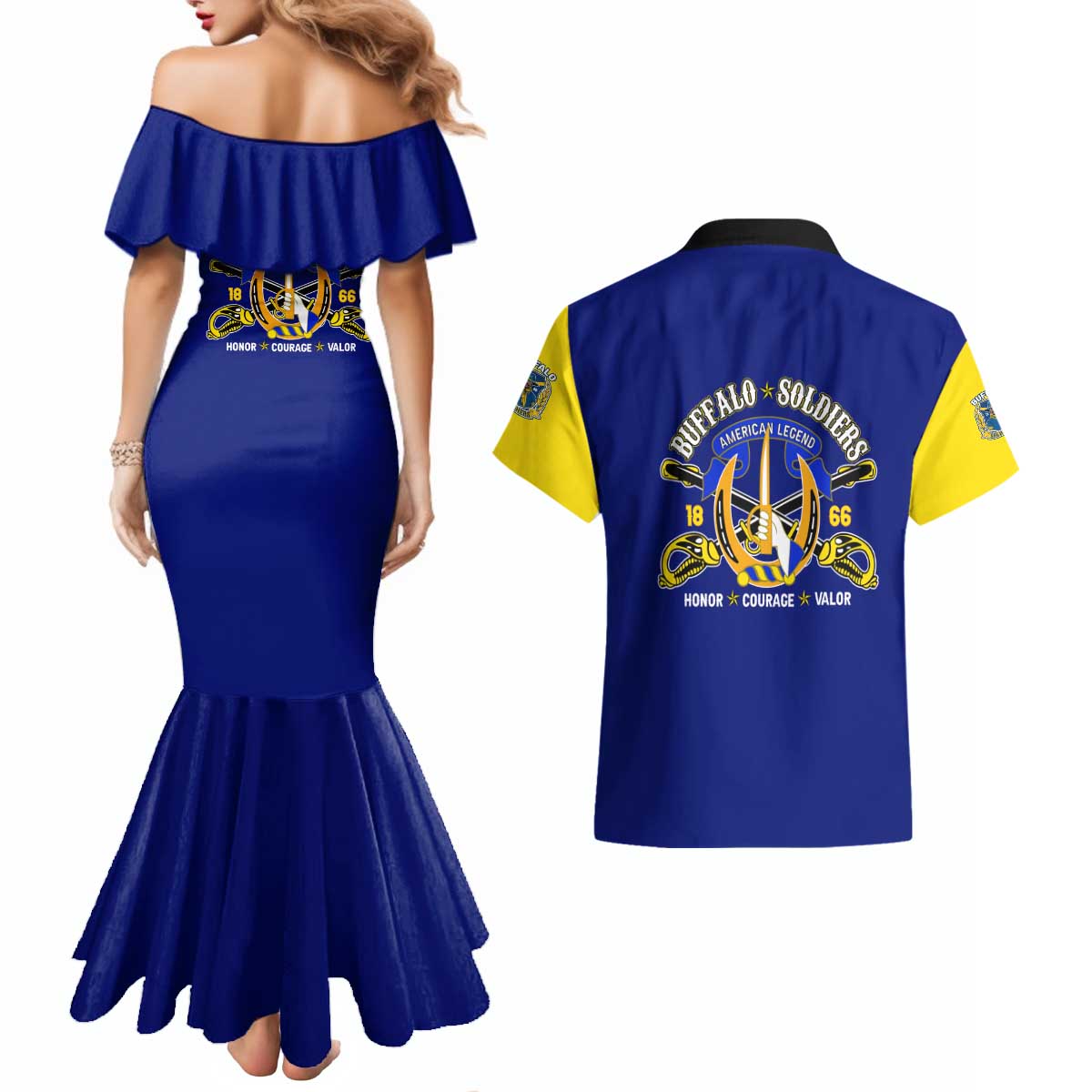We Can We Will Buffalo Soldiers Couples Matching Mermaid Dress and Hawaiian Shirt Ready and Forward