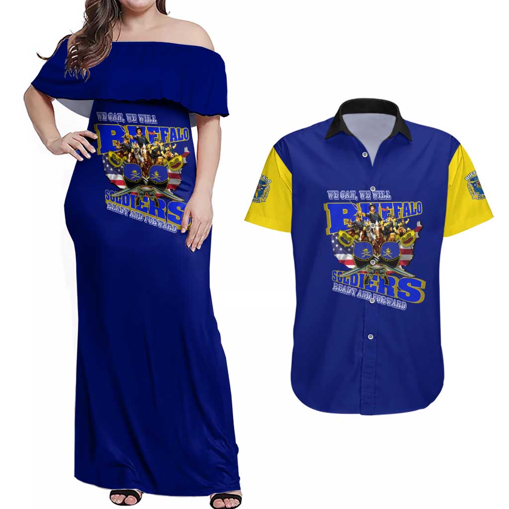 We Can We Will Buffalo Soldiers Couples Matching Off Shoulder Maxi Dress and Hawaiian Shirt Ready and Forward
