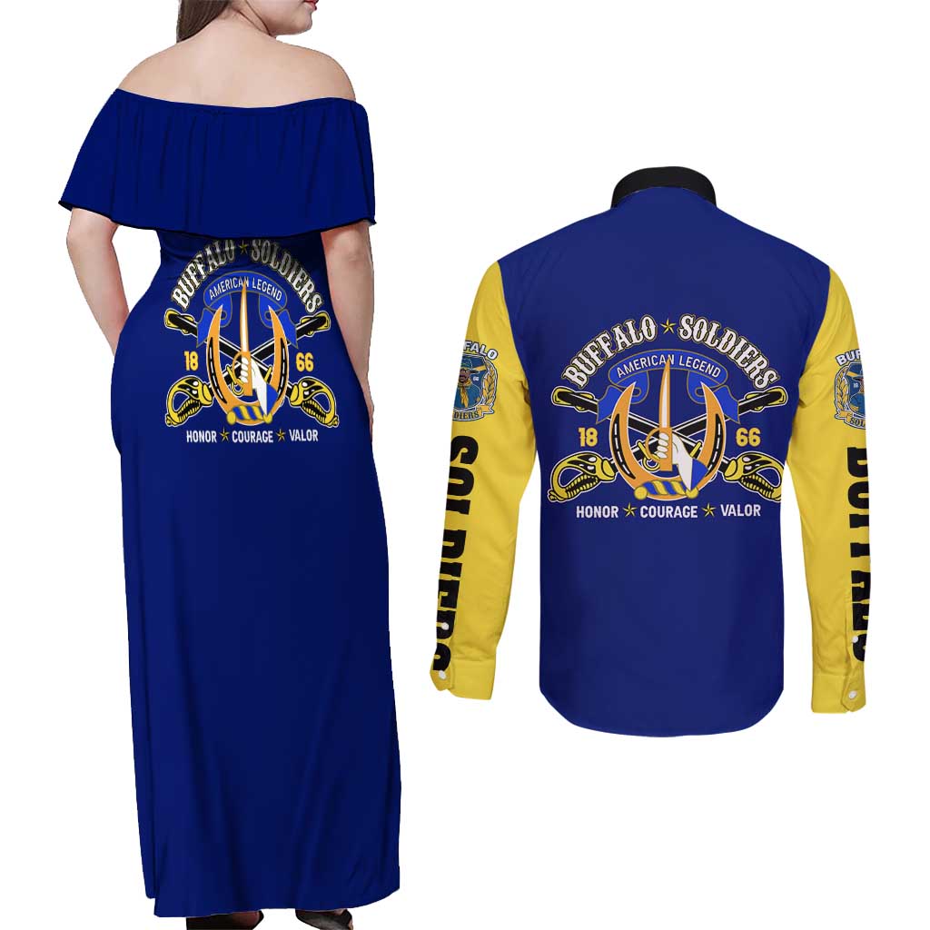We Can We Will Buffalo Soldiers Couples Matching Off Shoulder Maxi Dress and Long Sleeve Button Shirt Ready and Forward