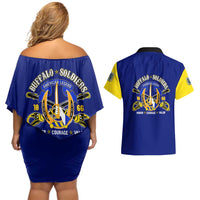 We Can We Will Buffalo Soldiers Couples Matching Off Shoulder Short Dress and Hawaiian Shirt Ready and Forward
