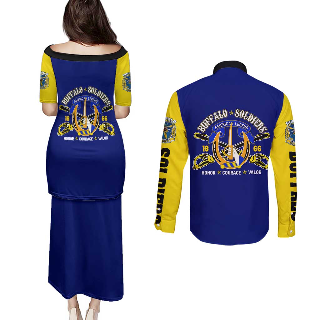 We Can We Will Buffalo Soldiers Couples Matching Puletasi and Long Sleeve Button Shirt Ready and Forward