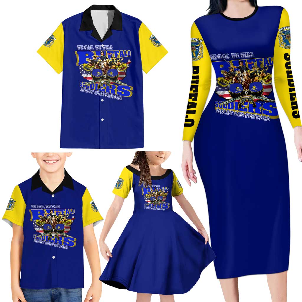 We Can We Will Buffalo Soldiers Family Matching Long Sleeve Bodycon Dress and Hawaiian Shirt Ready and Forward