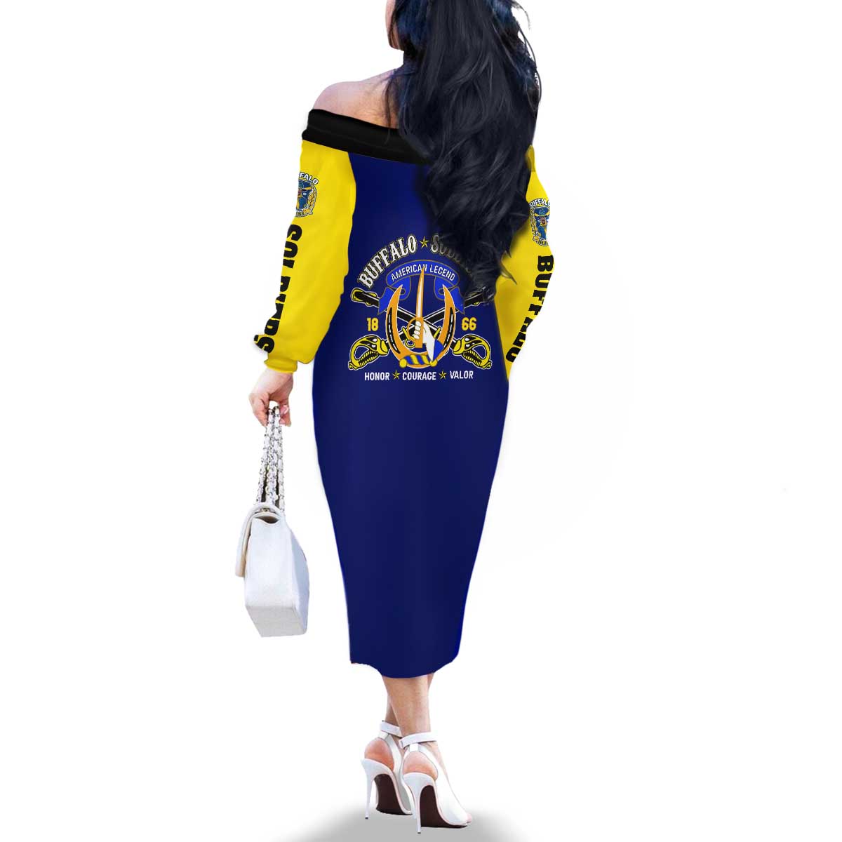 We Can We Will Buffalo Soldiers Family Matching Off The Shoulder Long Sleeve Dress and Hawaiian Shirt Ready and Forward