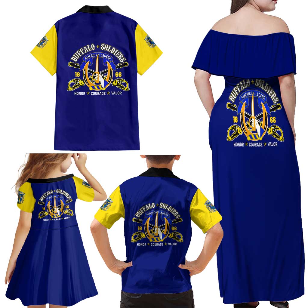 We Can We Will Buffalo Soldiers Family Matching Off Shoulder Maxi Dress and Hawaiian Shirt Ready and Forward
