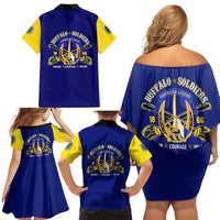 We Can We Will Buffalo Soldiers Family Matching Off Shoulder Short Dress and Hawaiian Shirt Ready and Forward