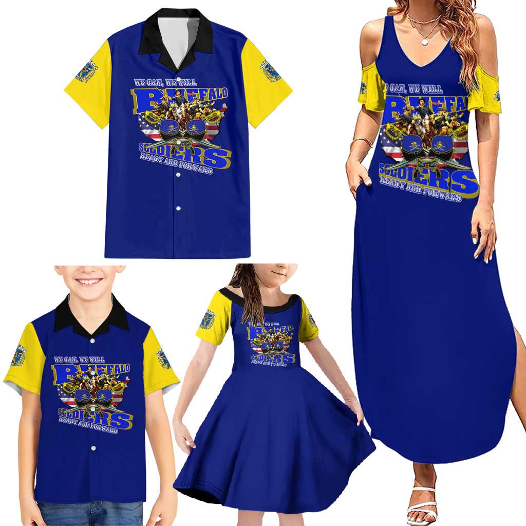 We Can We Will Buffalo Soldiers Family Matching Summer Maxi Dress and Hawaiian Shirt Ready and Forward
