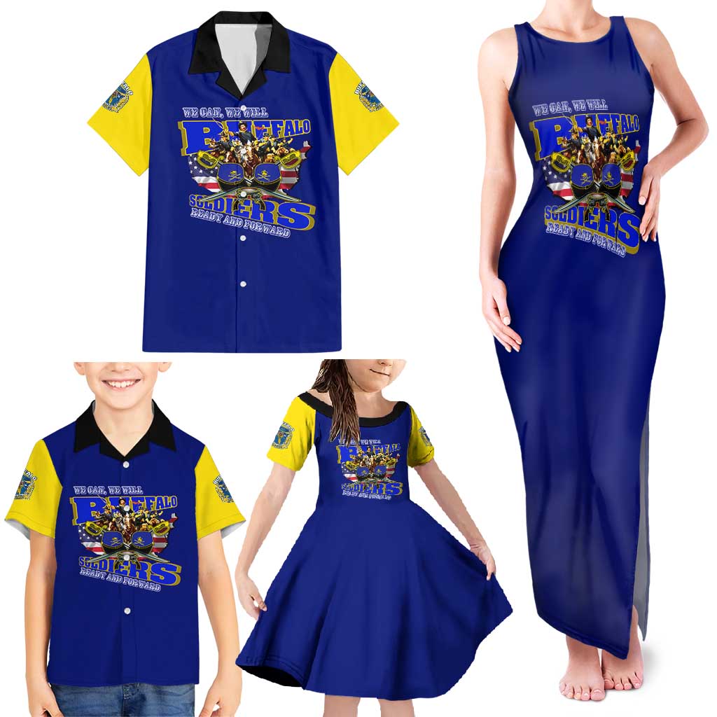 We Can We Will Buffalo Soldiers Family Matching Tank Maxi Dress and Hawaiian Shirt Ready and Forward