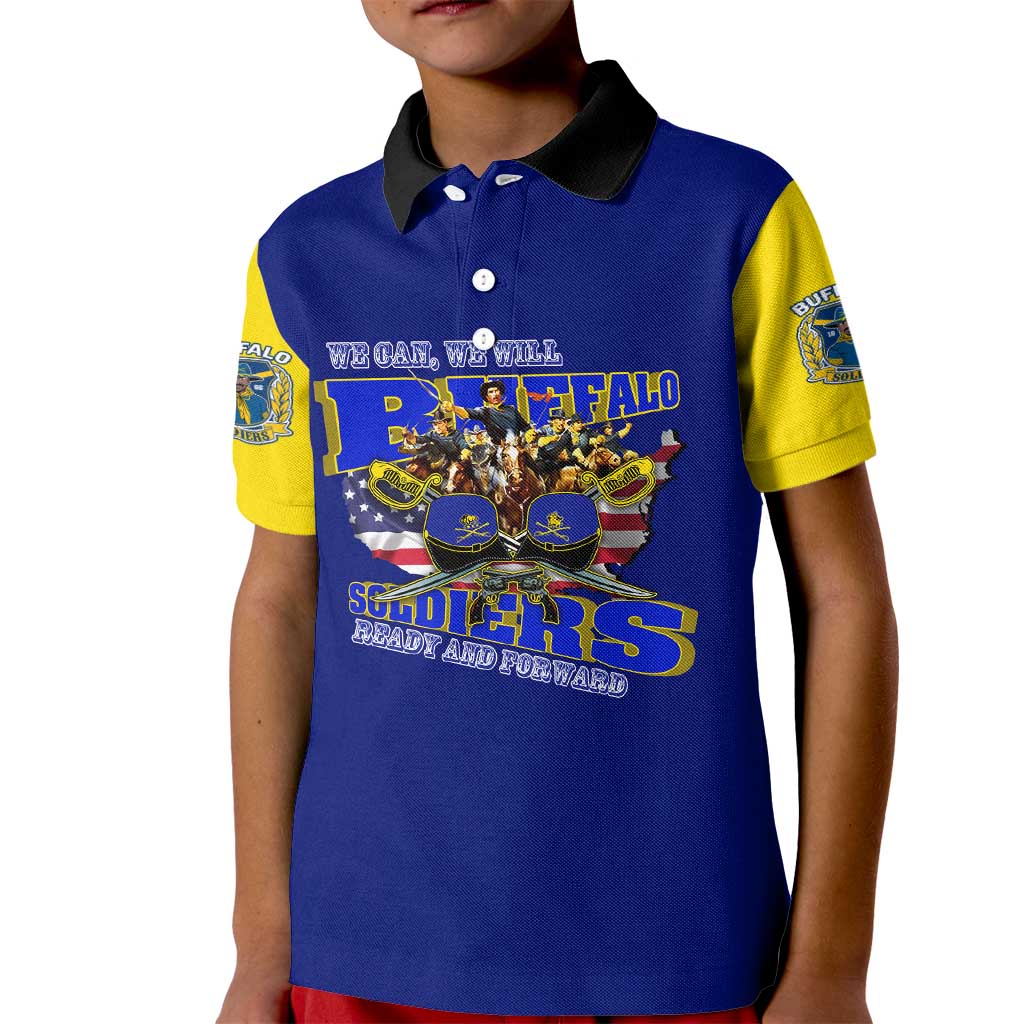 We Can We Will Buffalo Soldiers Kid Polo Shirt Ready and Forward