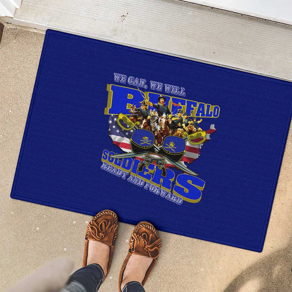 We Can We Will Buffalo Soldiers Rubber Doormat Ready and Forward