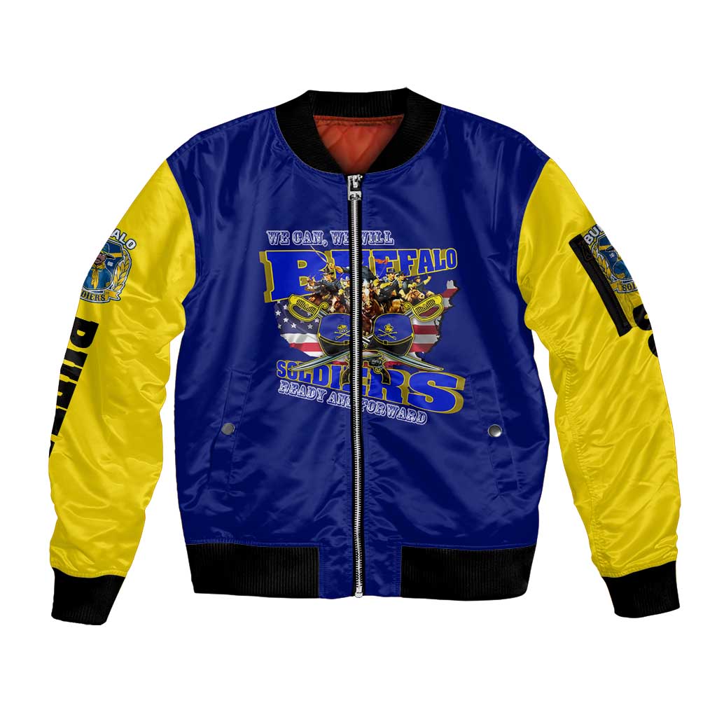 We Can We Will Buffalo Soldiers Sleeve Zip Bomber Jacket Ready and Forward