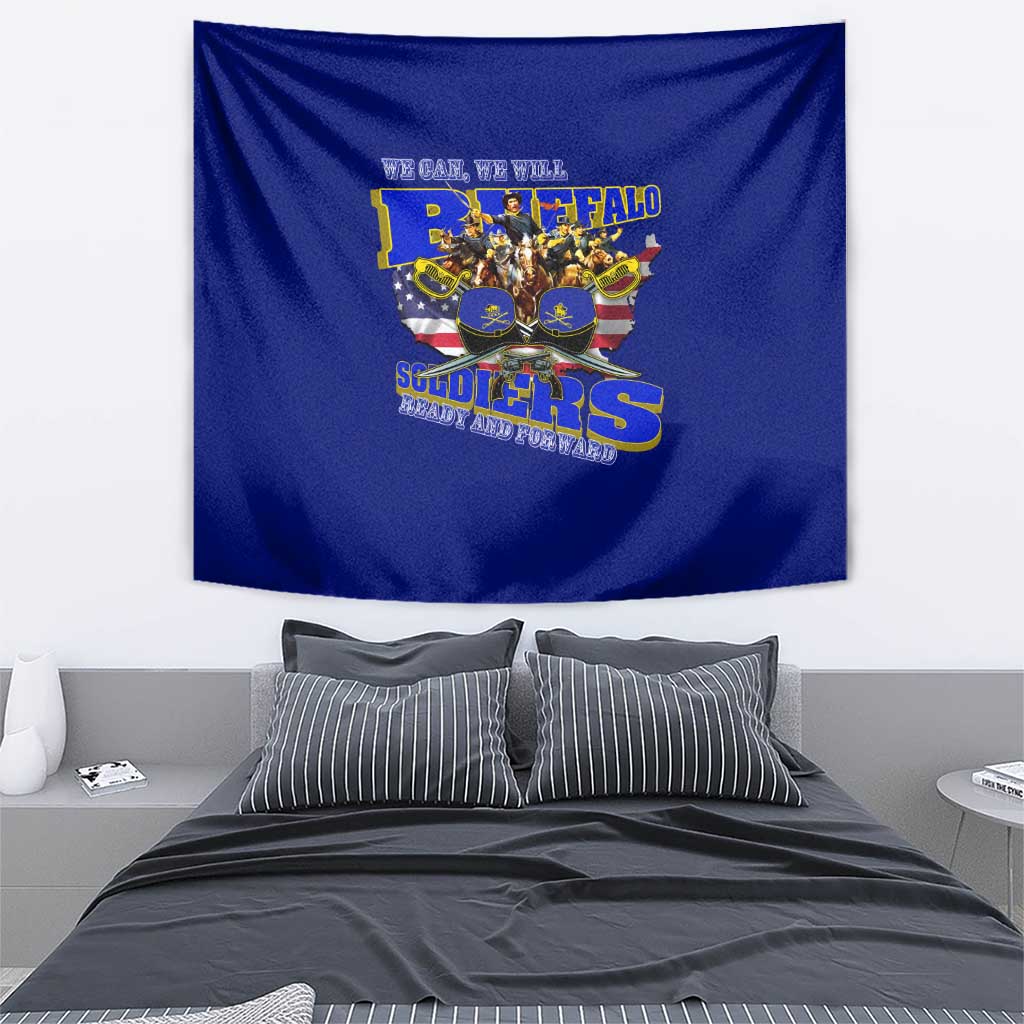 We Can We Will Buffalo Soldiers Tapestry Ready and Forward
