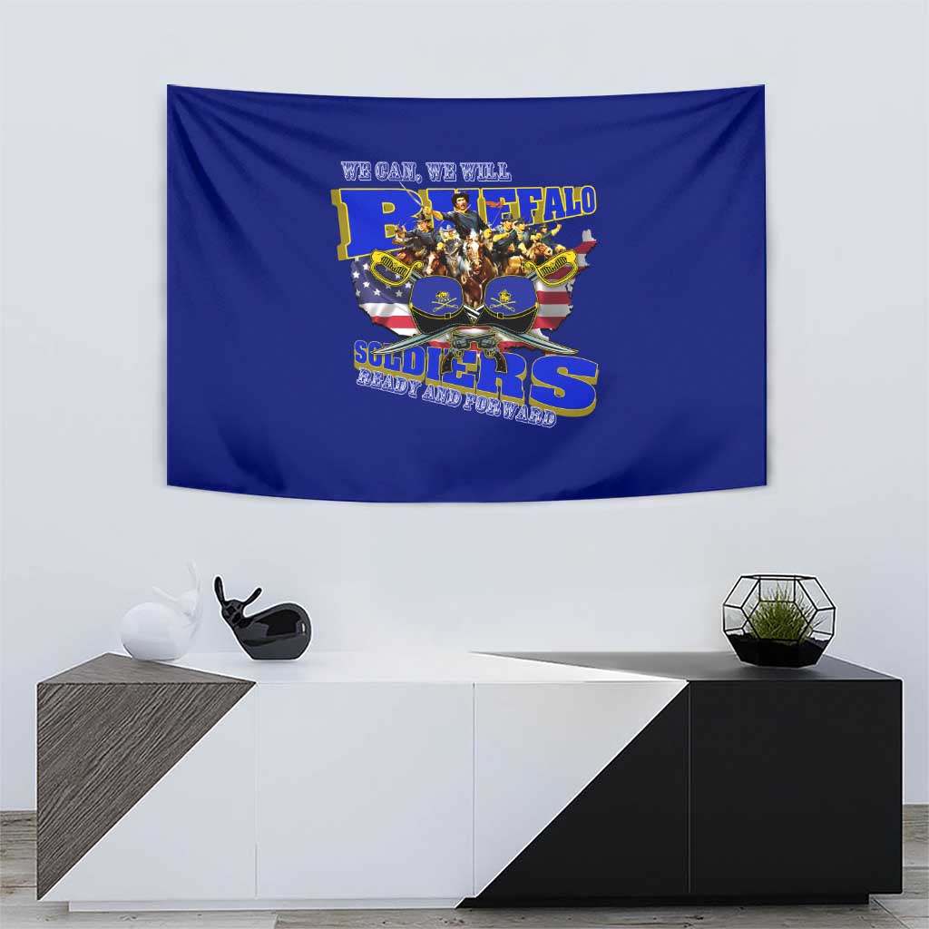 We Can We Will Buffalo Soldiers Tapestry Ready and Forward
