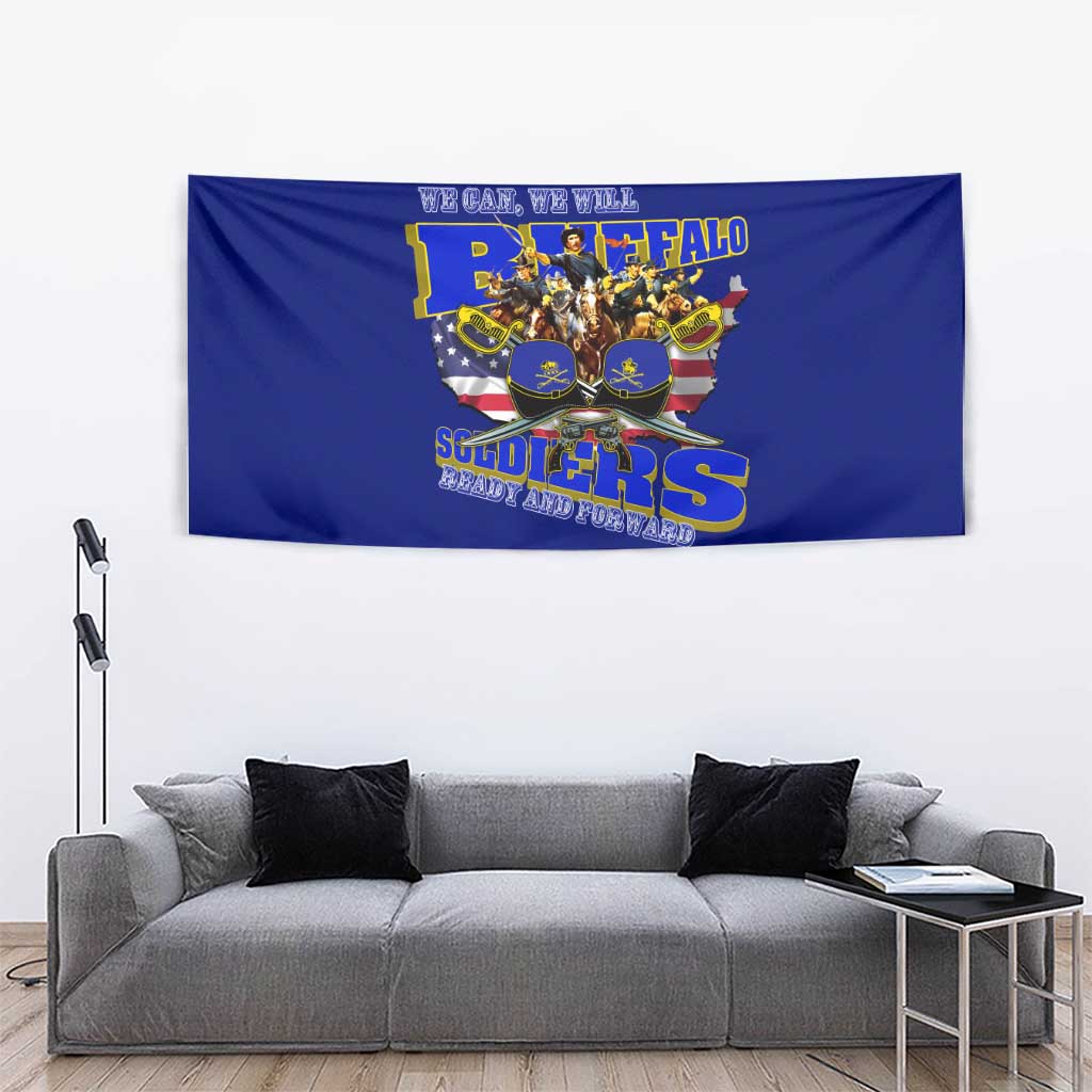 We Can We Will Buffalo Soldiers Tapestry Ready and Forward