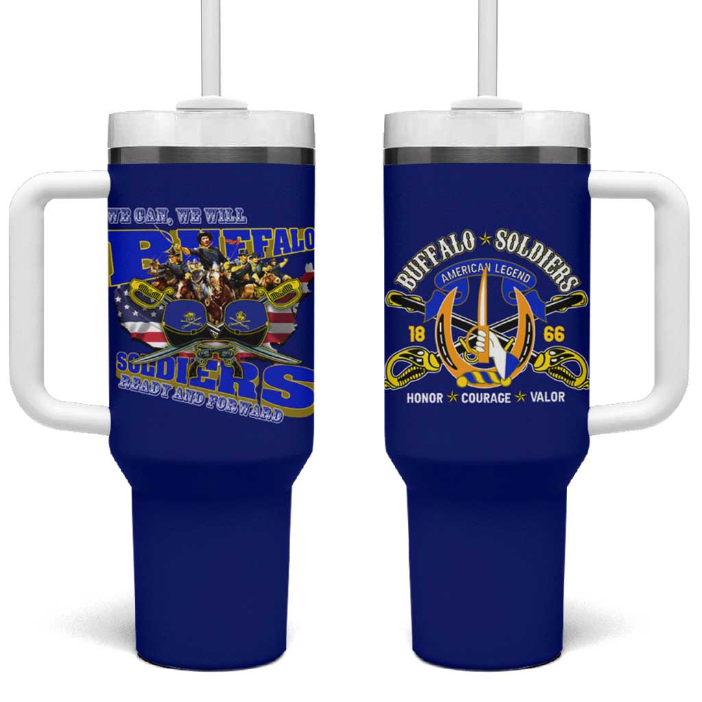 We Can We Will Buffalo Soldiers Tumbler With Handle Ready and Forward