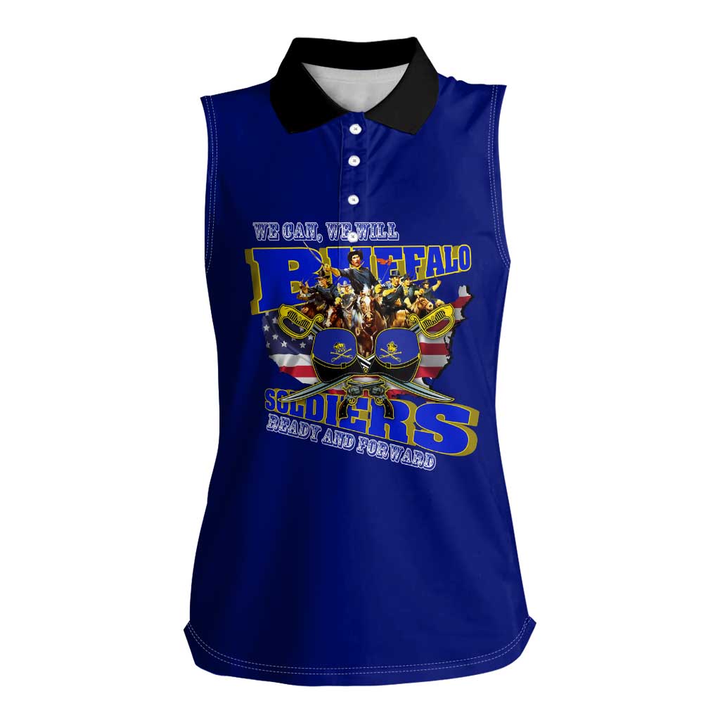 We Can We Will Buffalo Soldiers Women Sleeveless Polo Shirt Ready and Forward