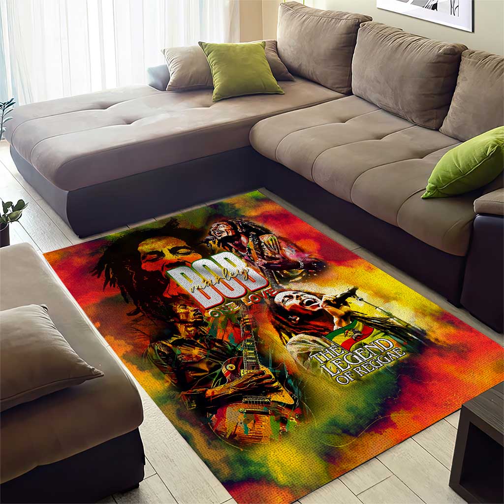 The Legend of Reggae Area Rug Bob One Love Colorful Art