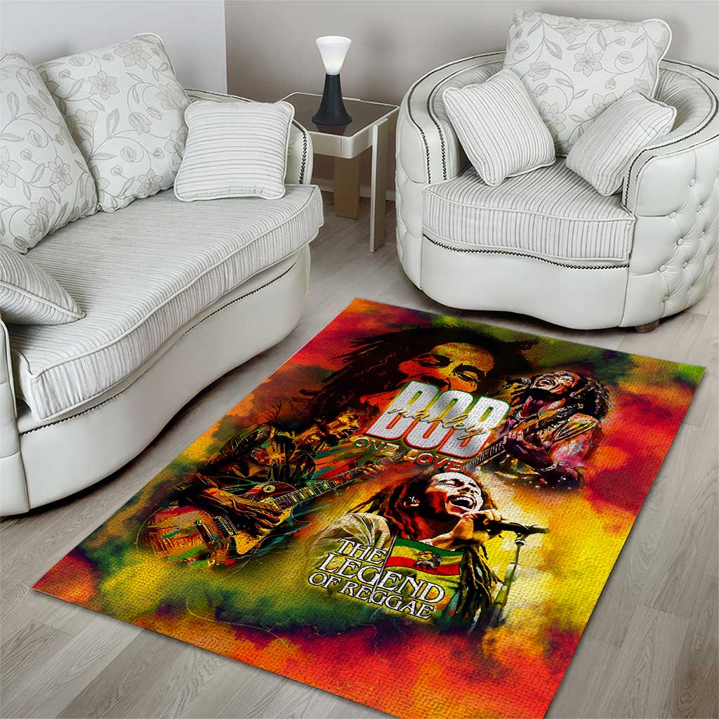The Legend of Reggae Area Rug Bob One Love Colorful Art