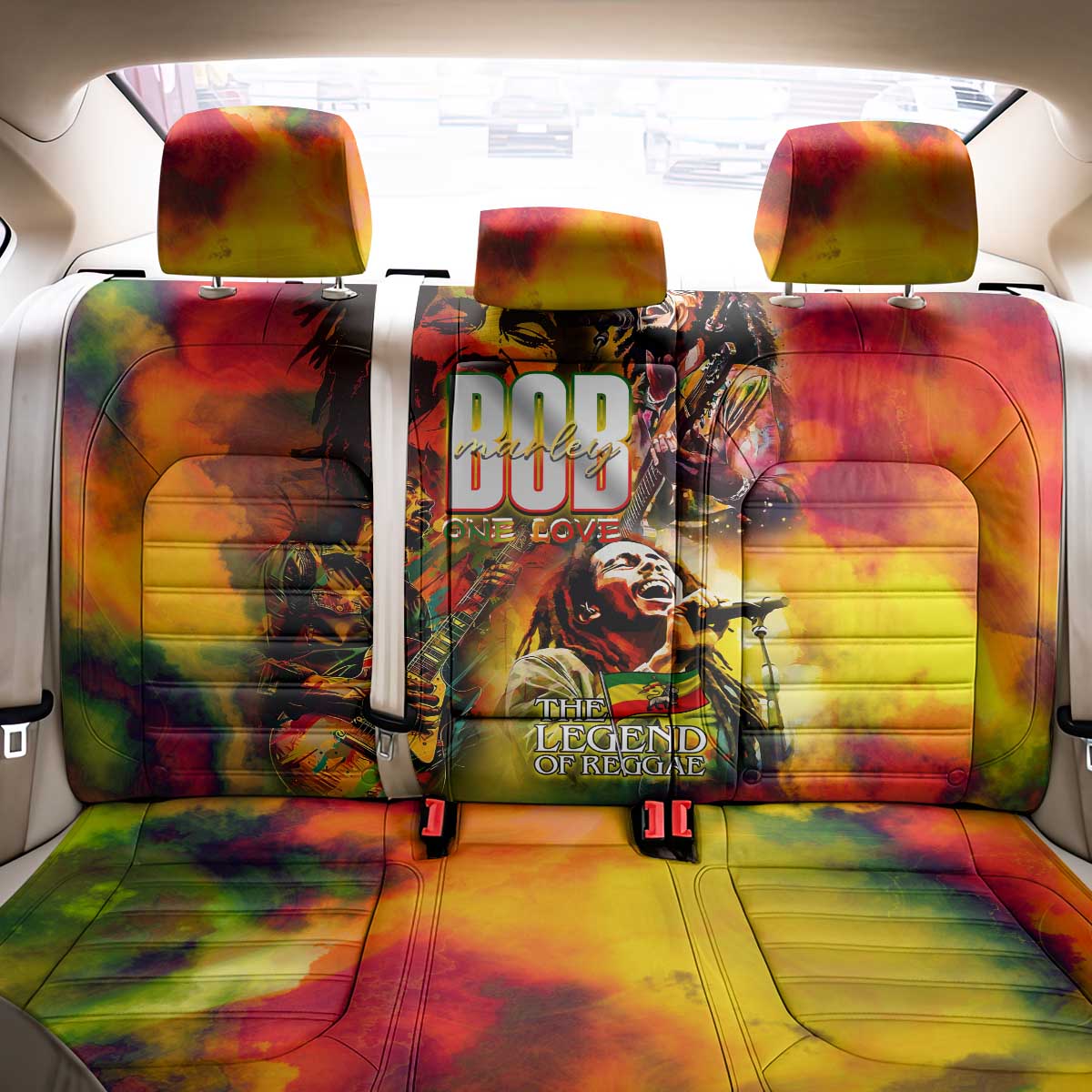The Legend of Reggae Back Car Seat Cover Bob One Love Colorful Art
