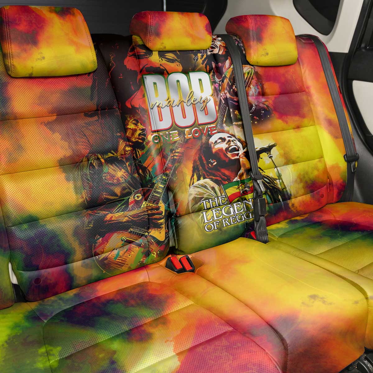 The Legend of Reggae Back Car Seat Cover Bob One Love Colorful Art