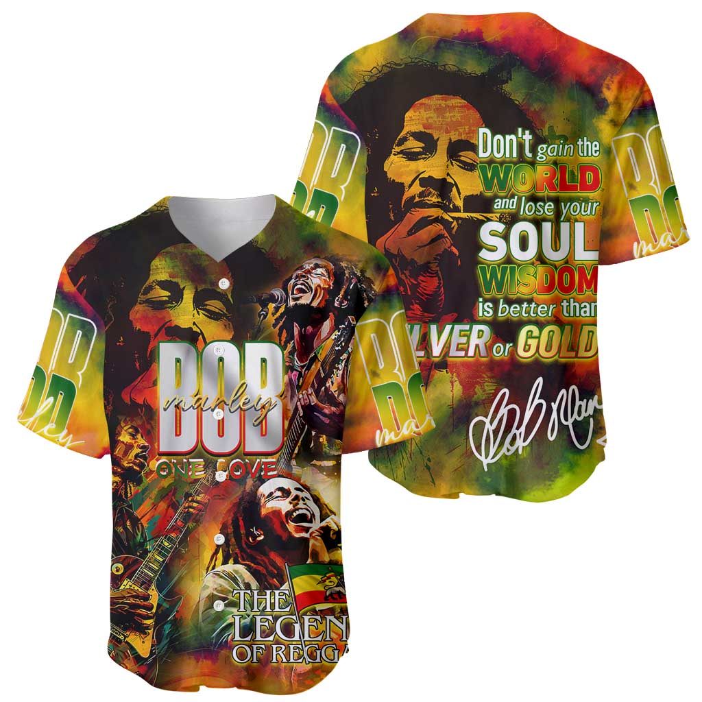 The Legend of Reggae Baseball Jersey Bob One Love Colorful Art
