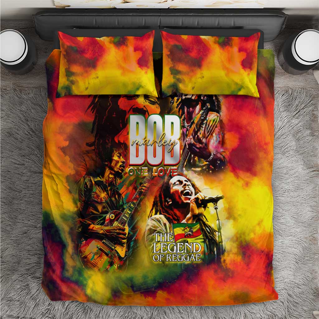 The Legend of Reggae Bedding Set Bob One Love Colorful Art
