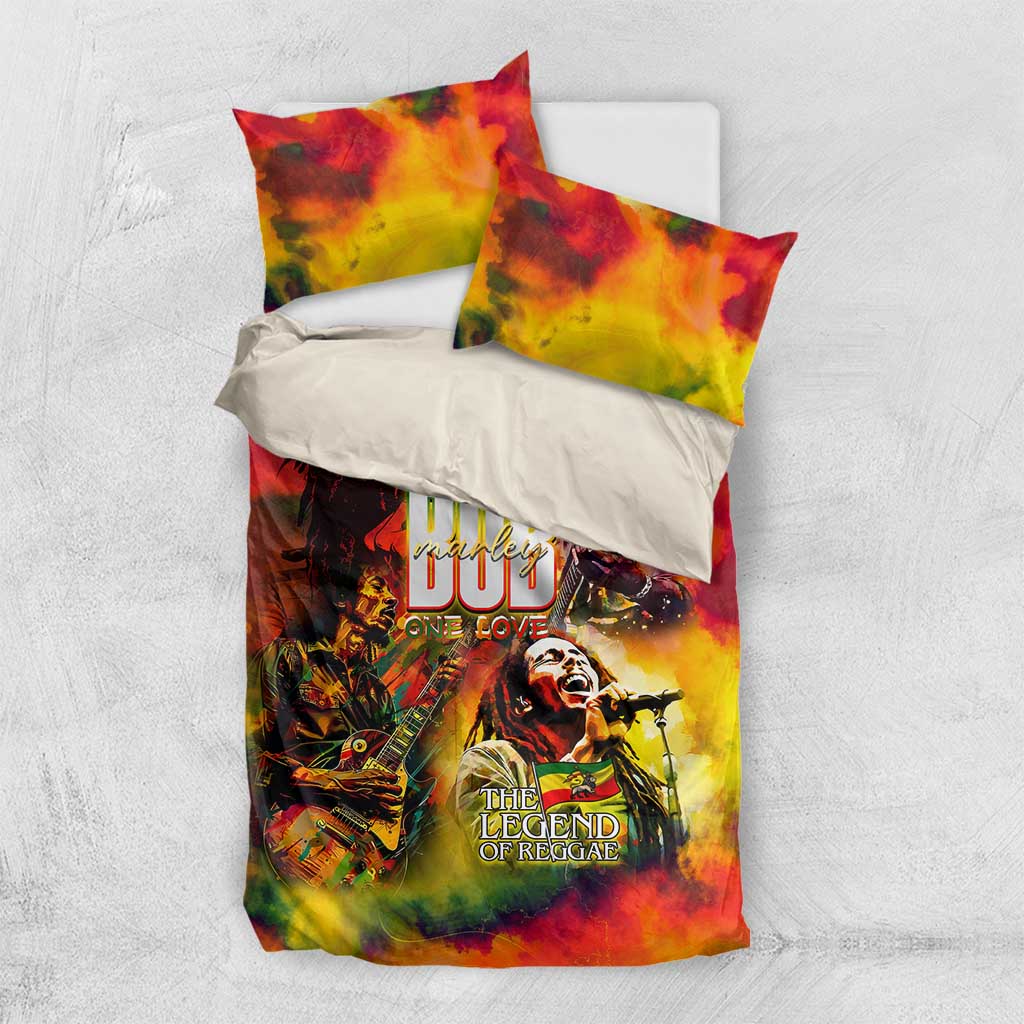 The Legend of Reggae Bedding Set Bob One Love Colorful Art