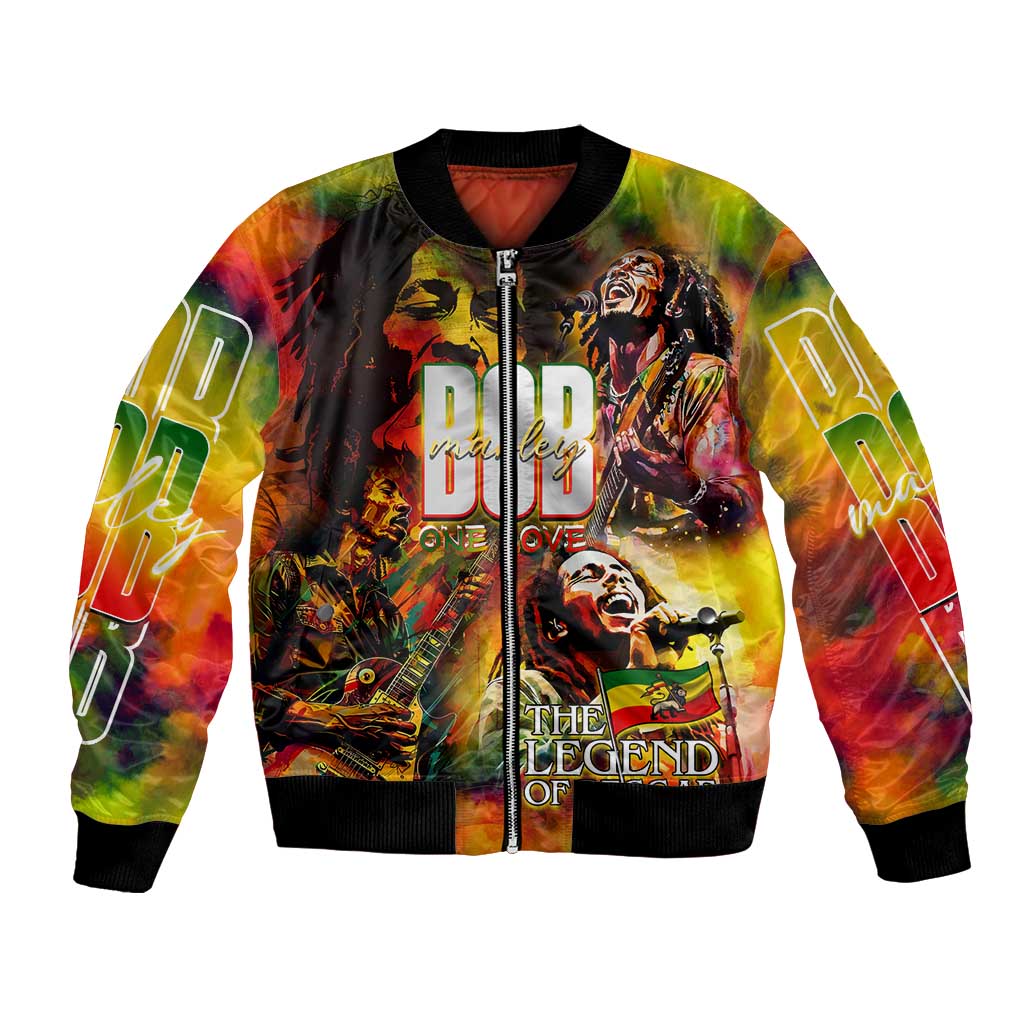 The Legend of Reggae Bomber Jacket Bob One Love Colorful Art