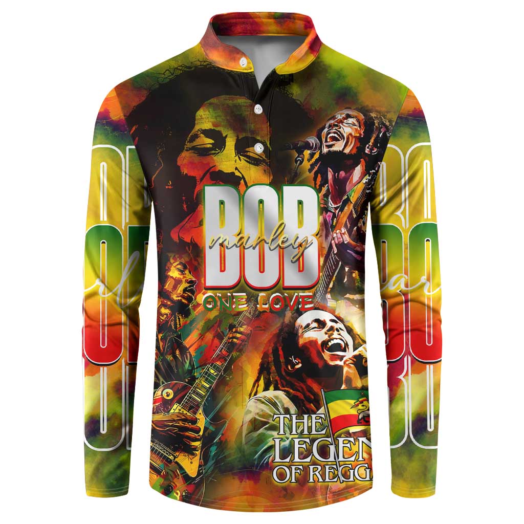 The Legend of Reggae Button Sweatshirt Bob One Love Colorful Art