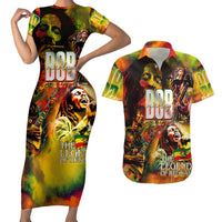 The Legend of Reggae Couples Matching Short Sleeve Bodycon Dress and Hawaiian Shirt Bob One Love Colorful Art